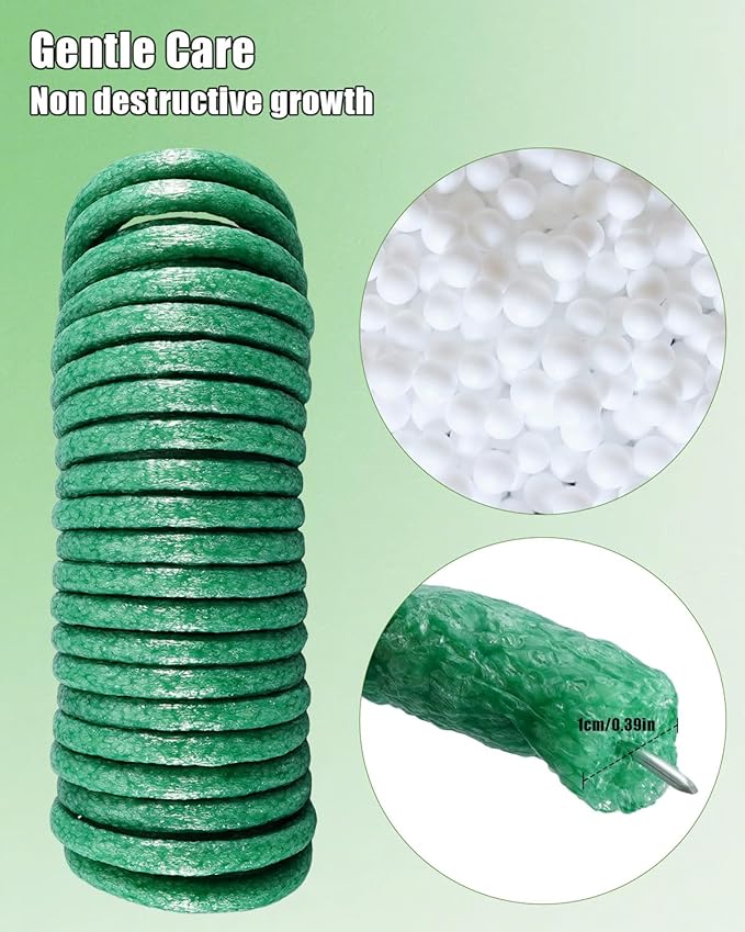 32Ft Soft Garden Plant Ties, Flexible Foam Wire for Securing Climbing Vines, Vegetables, Flowers, Adjustable Reusable Indoor and Outdoor Gardening, Green, 2Pcs