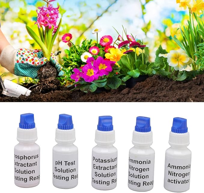 Soil Test Liquid Solution, PH Nitrogen Phosphorus Potassium Measuring Soil Test Kit, Accurate Nutrient and pH Analysis with Recommendations Tailored to Your Soil Plant Needs,Grow The Best Lawn Garden