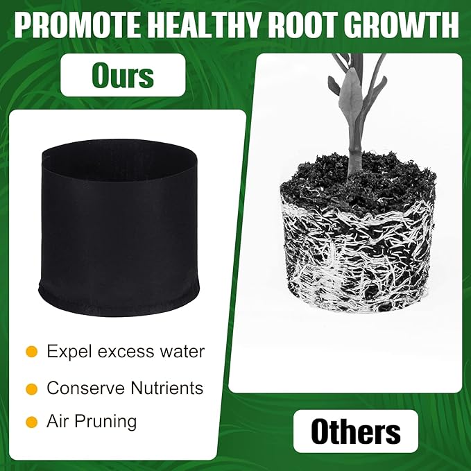 Zubebe 30 Pcs Plant Grow Bags Bulk Garden Aeration Growing Bags Heavy Duty Thickened Nonwoven Fabric Plant Pots Black Planting Container for Potato Tomato Vegetables Flower Fruit(5 Gallon)