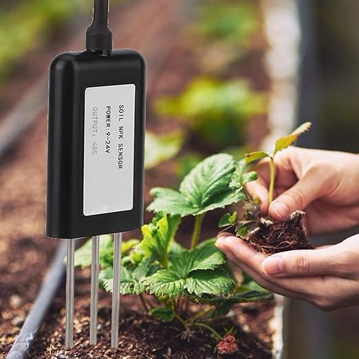 Fdit Soil NPK Sensor, Soil Nutrient Intelligent Fertilizer Detector Garden Lawn NPK Tester Meter