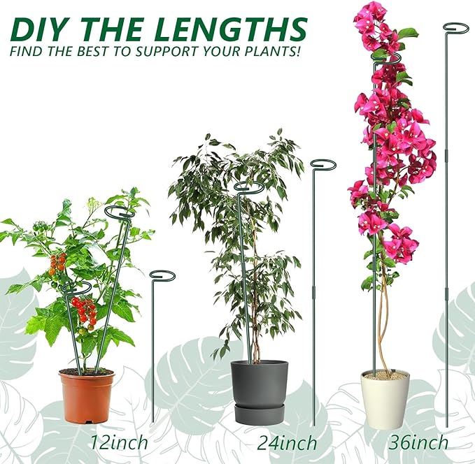 6 Pack 24 Inch Plant Support Stakes,Extendable Plant Stakes,Orchid Sticks with Clips for Indoor Outdoor,Garden Stakes for Plant,Tomato,Vegetables,Monstera.Plant Support Stakes for Two Sizes12 or 24 In