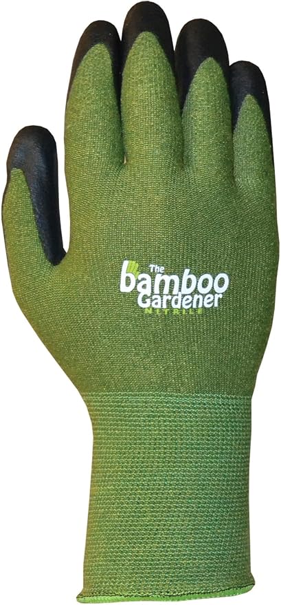 Bellingham C5371XL The Bamboo Gardener Work Gloves, Made of Sustainable Bamboo Rayon Fiber, Durable Nitrile Palm and Fingers, X-Large, Green