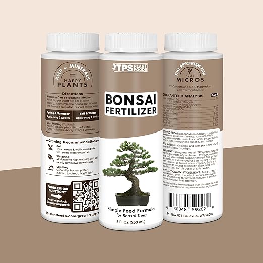 Bonsai Fertilizer, Liquid Plant Food for Healthy Growth & Strong Roots in All Bonsai Trees, by TPS Plant Foods, 8 oz (250 mL)
