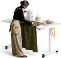 FLEXISPOT Electric Adjustable Workbench, 55x28 Inches Ergonomic Worktable with Wheels for Garage, Workshop, Office and Home, Spacious Desktop for Woodworking Sewing and Crafts, White, 3 Packages