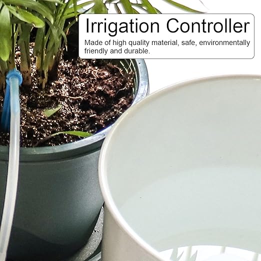 Solar Intelligent Automatic Drip Irrigation Controller Set Garden Water Timer Watering Kit ABS Silicone 14x13cm Solar Panel 10m Tube for Greenhouse Backyard Garden