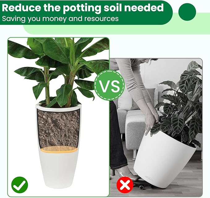 2-Pack Round Planter Insert - Plant Pot Insert with Drainage Holes, Use Less Potting Soil, Planter Accessories for Indoor & Outdoor Use (10 inch)