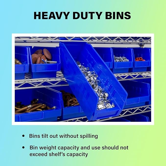 Akro-Mils 30150 Plastic Shelf Bins, Heavy Duty Storage Bins for Garage, Closet, and Drawer Organization, 12" x 8" x 4", Red, 12-Pack