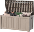 ROJIK 150 Gallon Waterproof Outdoor Deck Storage Box, Lockable Resin Patio Storage Bin with Lid for Garden Tools, Patio Cushions & Outdoor Accessories(Grey)