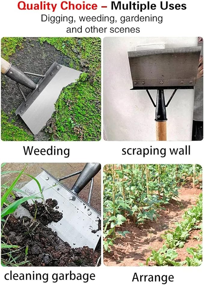 Multifunctional Cleaning Shovel, Gardscraper Multi-Functional Garden Cleaning Shovel Flat Shovel, Garden Spade Shovel, Heavy Duty Garden Tool for Digging, Lawn Edging, and Weed Removal(20cm/8in)