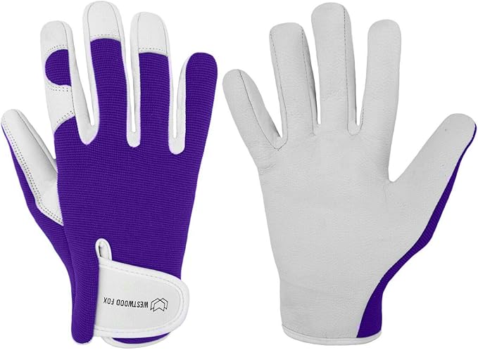 WESTWOOD FOX Gardening Gloves for Women Leather Thorn Safety Garden Heavy Duty Work Gloves Men Women Gardener Non-Slip Rigger