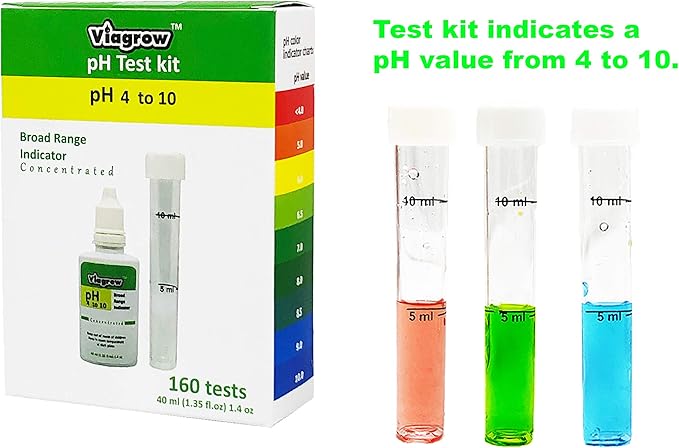 Viagrow VPHTK pH Kit Drops Complete with Testing Vial, 1.4 oz, White