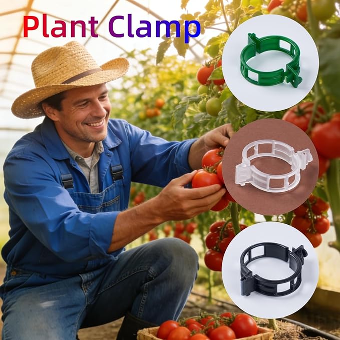 100Pcs Garden Vine Plant Support Clips,Plastic Fixing Clips for Securing and Training Climbing Plants,Tomatoes,Grapes,Vine Vegetables and Potted Plant (100, White)