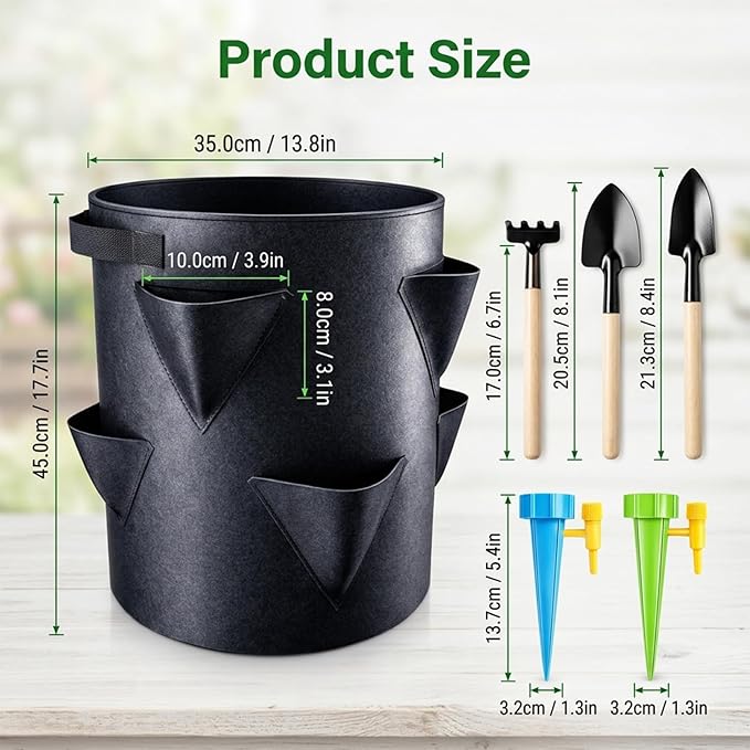 6-Piece Strawberry Planting Kit with Tool Set and Watering Devices, Potato Grow Bags,Potato Growing Containers for Garden Planting, Potato Bags for Growing Potatoes and Plant Cultivation