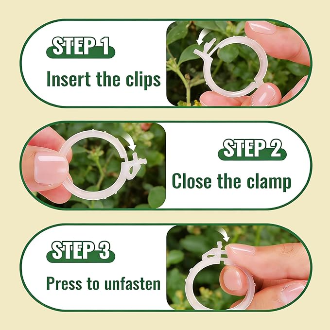 300Pcs Tomato Clips, Thickened Plant Support Clips for Climbing Plants, Trellis Clips for Tomato Grape Vine, Garden Clips for String Trellis Vegetables, Plant Fixing Clips Help Grow Upright