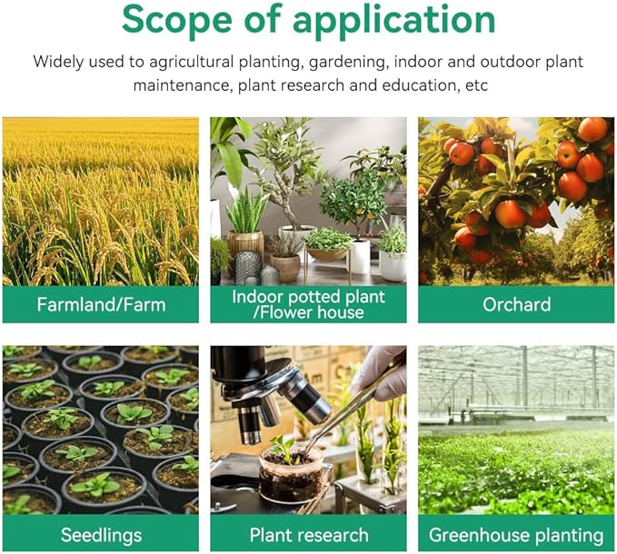 6-in-1 Soil Moisture Meter, pH Tester, Soil Moisture, Fertility, Sunlight, Temperature, Humidity, with Detachable Probe, for Agriculture, Gardening, and Outdoor Plants (Include 3* Detachable Probes)