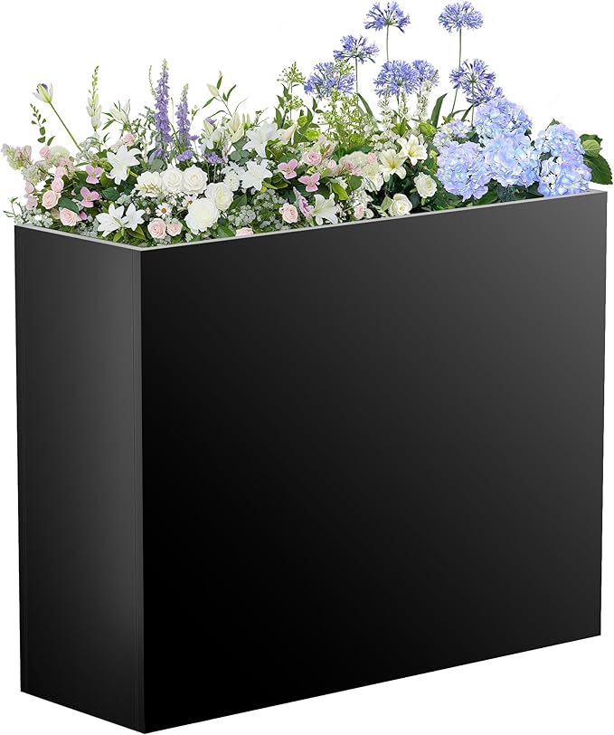 Tall Rectangular Planter,38" L x 13" W x 30" H Metal Large Planter Box with Removable Shelf,Durable Galvanized Steel,Tall Outdoor Planters for Patio,Porch Garden, Yard