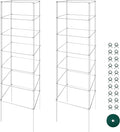 Metal Foldable Tomato Cages 13" x 56", Square Tomato Cages Plant Support for Vegetable Garden, Heavy Duty Tall Tomato Cages for Beans, Tomatos, Cucumbers - 2 Pack