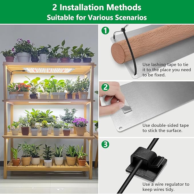 Aumtrly Grow Lights for Indoor Plants, 276 LED Full Spectrum Plant Light for Indoor Growing Seed Starting, 2 Pack Slim Grow Lamp with UL Adapter, 6/12/16H Timer, 3 Light Modes, 5 Dimmable