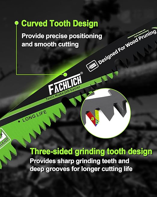 7-Inch Pruning Blades for Wood - Reciprocating Saw Blades Set, FACHLICH Arc Cutting Edge 6TPI Saw Blades for Tree Pruning, Wood Cutting(4 Pack)