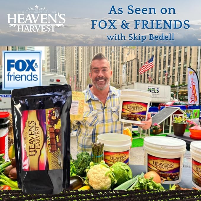 Heaven's Harvest Survival Seed Bank Kit (+Free Bonus eBook!) — 5 Year Supply of Non-GMO Heirloom Vegetable Seeds for Planting a 1+ Acre Garden Outdoors. Resealable Mylar Bags for 100% Secure Storage.