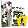 Classy Casita Plant Care Bundle: Sticky Traps, 24-Pack Plant Sticky Traps & 3-in-1 Garden Soil Tester Kit, Indoor and Outdoor Measuring Tool for House, Garden, Lawn,& Farm, White