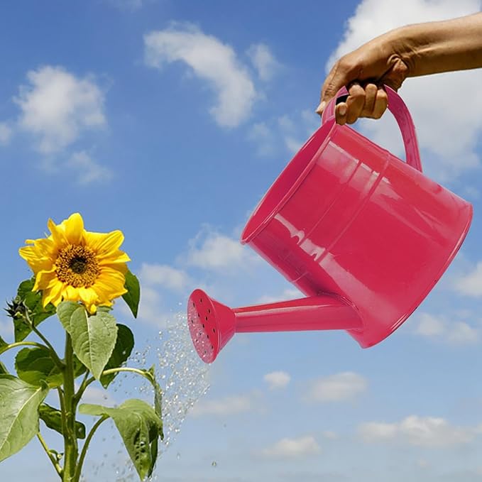 Tinplate Watering Kettle, 1L Metal Garden Watering Can, Vintage Sprinkling Can for Flowers, Indoor & Outdoor Plants, Lawn & Garden Irrigation Tool (Deep Pink)