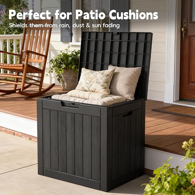 Outdoor Storage Box 22 Gallon, Deck Box Waterproof, Small Storage Bins with lids, Weatherproof Resin Lockable Storage for Secure Package Deliveries & Indoor Storage in Garden or Patio, Yard