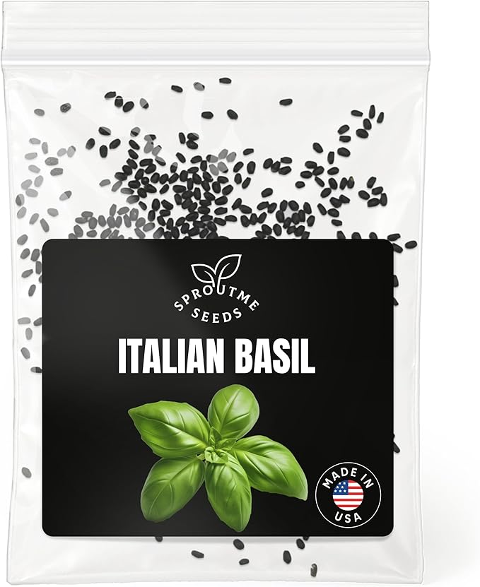 Italian Basil Seeds Genovese for Planting – 500+ Heirloom Non-GMO, High Germination, Pesto & Italian Cooking Herb (Ocimum basilicum)