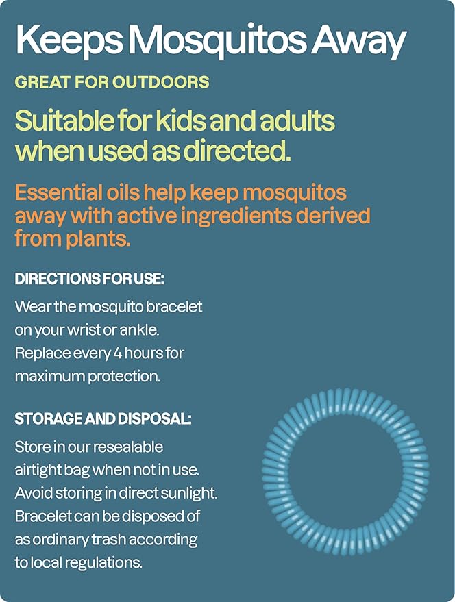 Cliganic 100 Pack Mosquito Repellent Bracelets for Adults & Kids - Natural DEET-Free Bands, Individually Wrapped