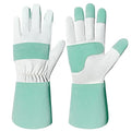 Gardening Gloves, Long Thorn Proof Garden Gloves for Women and Men, Goatskin Breathable Leather Work Gloves for Gardening, Pruning, Yard Work, Turquoise, L