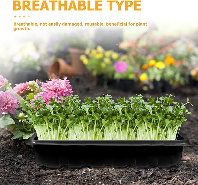 Breathable Seedling Tray with Lid and Large Black Planter Tray for Seed Starting and Sprouting Greenhouse Accessory for Indoor Gardening