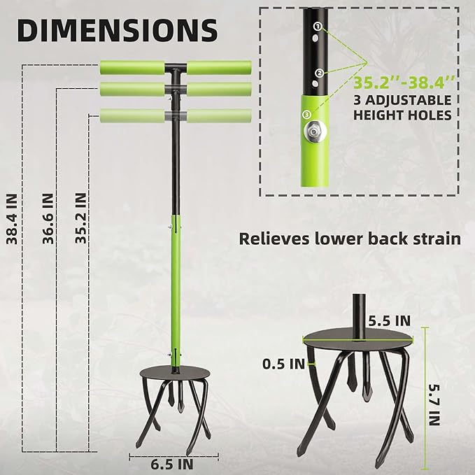 Hand Tiller Cultivator, Manual Twist Tiller with Sharp Arrow Tines, Extra-Wide Foot Plate Tills Effortlessly, Manual Tiller for Gardening, Soil Loosening, Flower Beds & Raised Beds