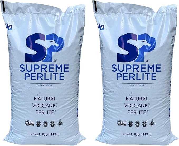 Supreme Perlite 2 Pack Medium Horticultural Perlite for Potting Soil, Seed Starting, Propagation, Organic Gardening & Soil Aeration, 4 Cu Ft Bag