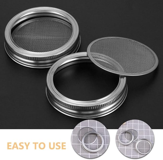 TOYANDONA 3pcs Stainless Steel Sprouting Jar Lids Mesh Seed Germination Covers for 70mm Wide Mouth Mason Jars Household Sprouting and Straining Kitchen Accessories