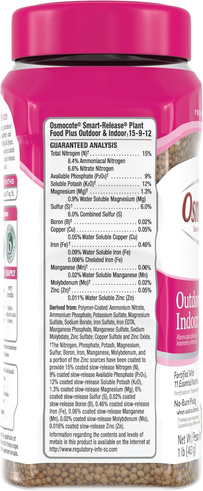 Osmocote Smart-Release Plant Food Plus Outdoor & Indoor1 - Granular, Continuous Release Plant Fertilizer with 11 Essential Nutrients, 1 lb.