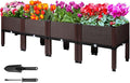MAYOLIAH Raised Garden Bed with Drainage Elevated Planter Box Plastic Raised Beds for Gardening Vegetables Herb Flowers, Perfect for Indoor Outdoor Planting, 4 Boxes Brown
