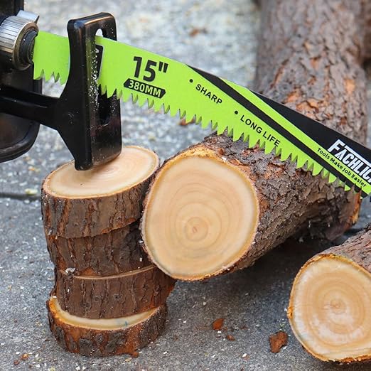 15" Japanese Teeth Reciprocating Saw Blades Wood Pruning - FACHLICH 4pcs Curved Edge 6TPI for Tree Trimming, Wood/PVC Pipe Cutting, Cr-V Sabre Blades Better Wear Resistance
