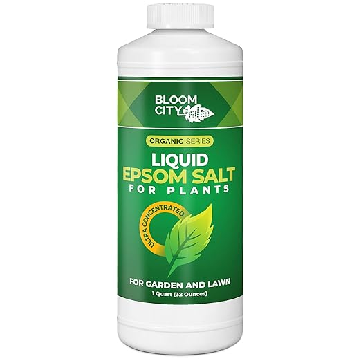 Bloom City's Organic Liquid Epsom Salt for Plants - Epsom Salt for Gardening and Garden Epsom Salt for Plants Nutrient Uptake - Magnesium Sulfate for Plants, Quart (32 oz)