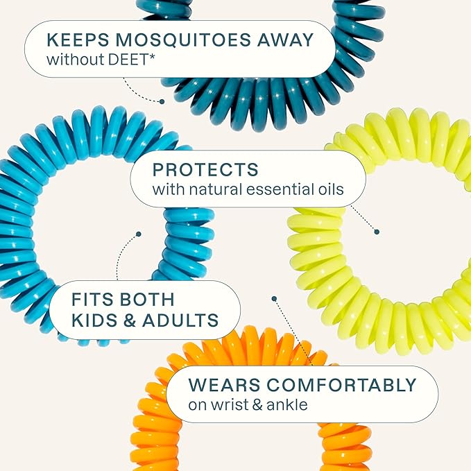 Cliganic 100 Pack Mosquito Repellent Bracelets for Adults & Kids - Natural DEET-Free Bands, Individually Wrapped