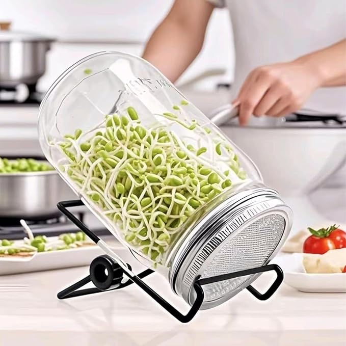 4 Pack Sprouting Lid for Mason Jar, Mesh Stainless Steel Sprouting Jars Lids, Wide Mouth Canning Lids for Growing Bean, Seeds and Broccoli (86mm)