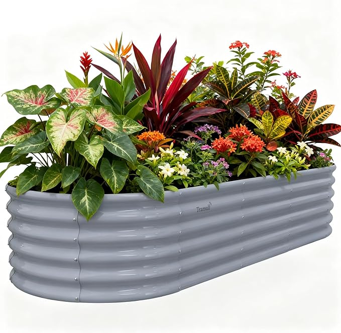 8x3x1.5ft Galvanized Raised Garden Bed, 18" Tall Metal Raised Beds for Gardening, Large Planters Boxes for Outdoor Plants Vegetables, Flowers, Herbs & Tomatoes, Above Ground Garden Beds Kit, Grey