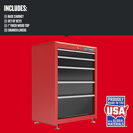 CRAFTSMAN Garage Storage Cabinet, Metal, Freestanding, 5-Drawers (CMST22602RB)