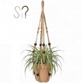 Macrame Plant Hanger Indoor, 23" No Tassel Hanging Plant Holder, Sturdy Flower Pot Holder with Hooks - Brown (Pot NOT Included)