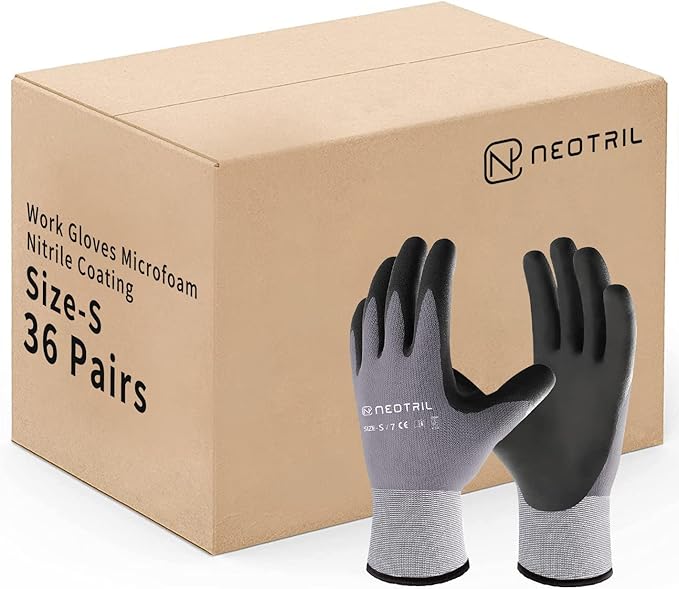 Safety Work Gloves MicroFoam Nitrile Coated-3/6/12/36 Pairs,Breathable Nylon Working Gloves for Men Women