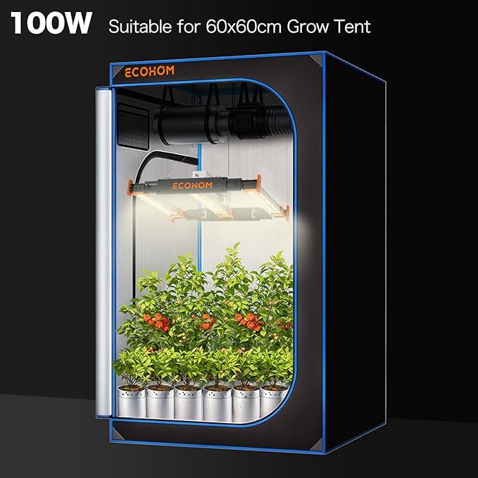ECOHOM Bar 100W LED Grow Light, Full Spectrum, Dimmable, Daisy Chain, High PPFD, 2x2ft Coverage, for Indoor Plants Seed Starting, Vegs and Bloom, Retractable, Pro Lamp for Grow Tent Commercial Use