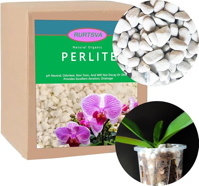 Natural Organic 1-2CM Chunky Perlite 5QT for Plants Horticultural Coarse Pearlite Bulk Potting Mix Garden Soil Amendment for Enhanced Drainage and Ventilation for Indoor Outdoor Plants