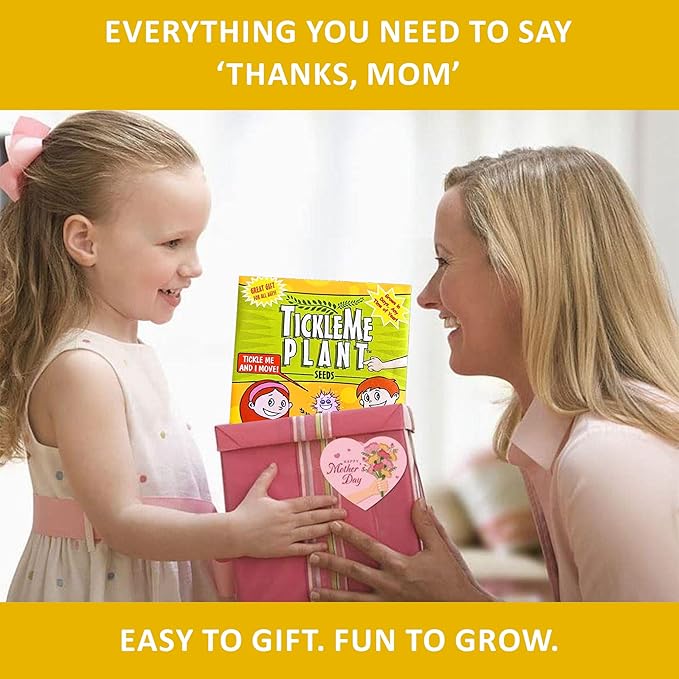Mother’s Day Gift for Mom – TickleMe Plant – Moves When Touched – Grows Pink Flowers – “I’m Tickled You’re My Mom” – Unique Gift from Kids – Easy Indoor Kit