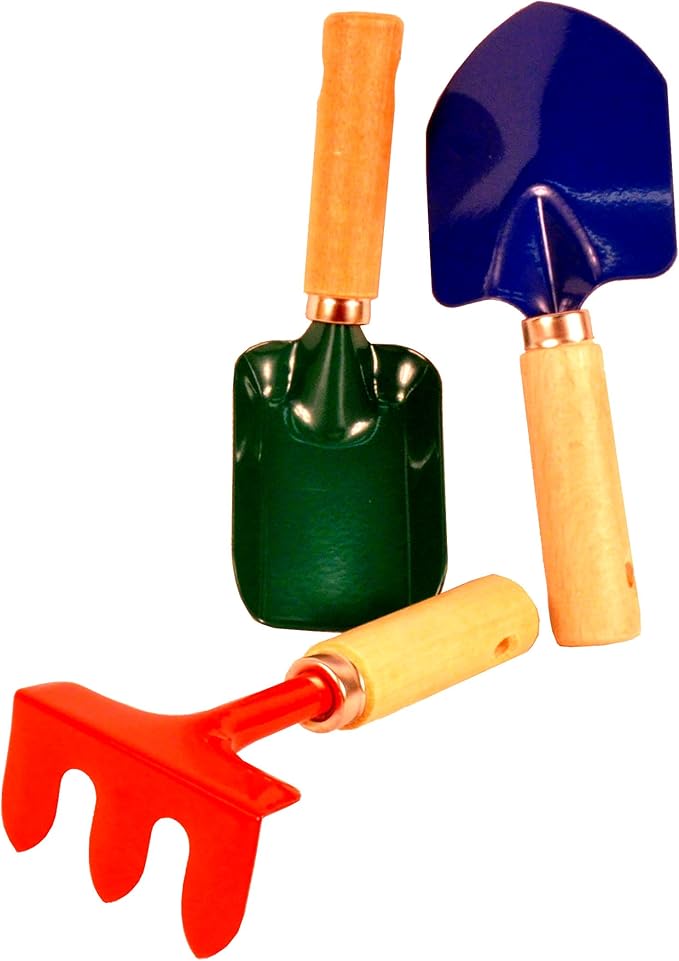 G & F Products Kids Gardening Tools Set (3 Pack) – Includes 3 x Hand Rake, 3 x Shovel, 3 x Trowel, 3 x Canvas Tote with Pockets – Lightweight & Durable Tool Set for Children Ages 3 Years & Up