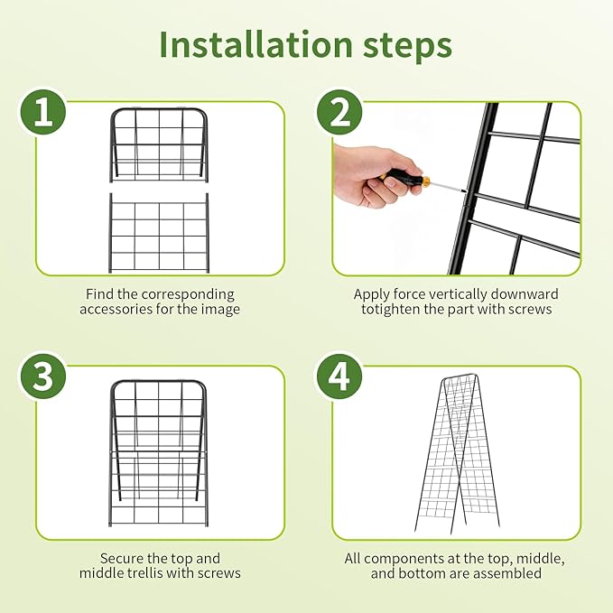 100% Metal Cucumber Trellis for Raised Bed,62"x17" A-Shape Garden Plant Support for Climbing Plants, Heavy Duty Metal Garden Trellises Plant Support for Vine Vegetables Outdoor (Black, 62x17inch(H*W))