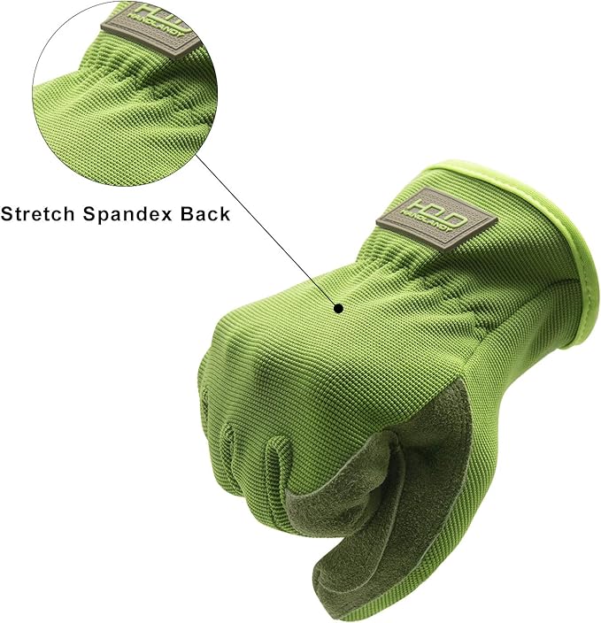 HLDD HANDLANDY Men Leather Gardening Gloves, Utility Work Gloves for Gardening, Yardwork, Construction, Mechanics